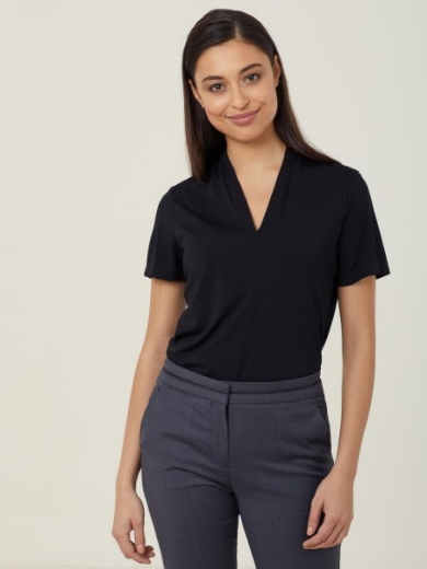 Picture of NNT Ladies Matt Jersey V Neck Short Sleeve Top