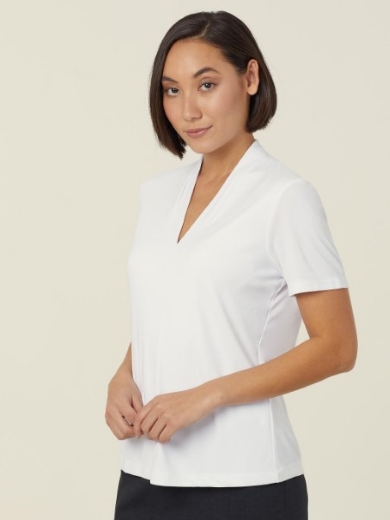 Picture of NNT Ladies Matt Jersey V Neck Short Sleeve Top