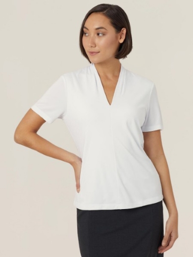 Picture of NNT Ladies Matt Jersey V Neck Short Sleeve Top