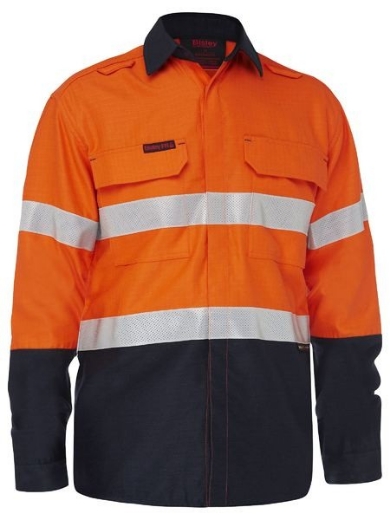 Picture of Bisley Apex 160 Taped Hi Vis FR Ripstop Vented Shirt