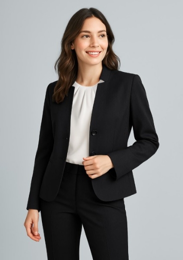 Picture of Biz Corporates Ladies Short Jacket with Reverse Lapel Cool Stretch