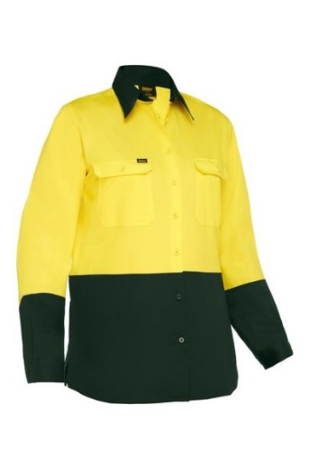 Picture of Bisley Ladies Cool Lightweight HiVis Drill Shirt Long Sleeve