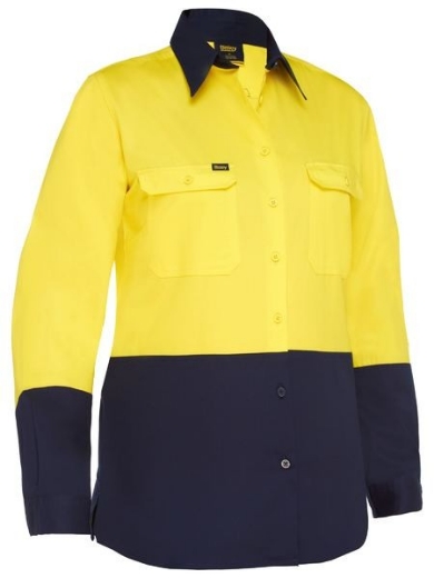 Picture of Bisley Ladies Cool Lightweight HiVis Drill Shirt Long Sleeve