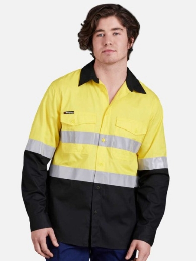 Picture of King Gee Workcool 2 Shirt Cotton Drill RT1 Reflective Tape 2 Tone