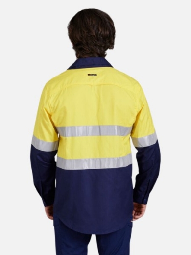 Picture of King Gee Workcool 2 Shirt Cotton Drill RT1 Reflective Tape 2 Tone