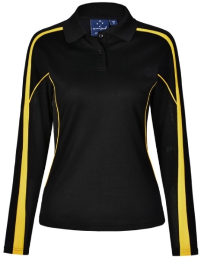 Picture of Winning Spirit Ladies Celebrity Polo Shirt Long Sleeve 60% Cotton 40% CoolDry Polyester with breathable mesh panels