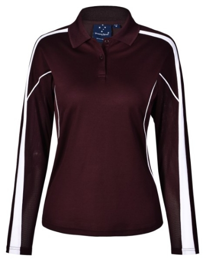 Picture of Winning Spirit Ladies Celebrity Polo Shirt Long Sleeve 60% Cotton 40% CoolDry Polyester with breathable mesh panels