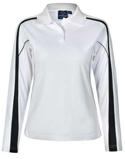 Picture of Winning Spirit Ladies Celebrity Polo Shirt Long Sleeve 60% Cotton 40% CoolDry Polyester with breathable mesh panels
