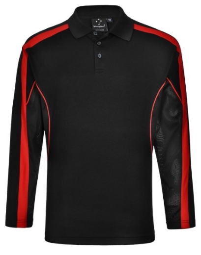 Picture of Winning Spirit Men's Celebrity Polo Shirt Long Sleeve 60% Cotton 40% CoolDry Polyester with breathable mesh panels