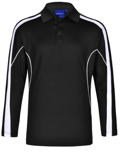 Picture of Winning Spirit Men's Celebrity Polo Shirt Long Sleeve 60% Cotton 40% CoolDry Polyester with breathable mesh panels