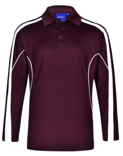 Picture of Winning Spirit Men's Celebrity Polo Shirt Long Sleeve 60% Cotton 40% CoolDry Polyester with breathable mesh panels