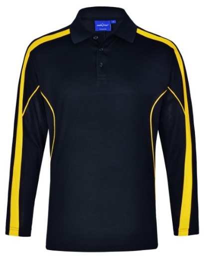 Picture of Winning Spirit Men's Celebrity Polo Shirt Long Sleeve 60% Cotton 40% CoolDry Polyester with breathable mesh panels