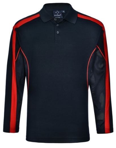 Picture of Winning Spirit Men's Celebrity Polo Shirt Long Sleeve 60% Cotton 40% CoolDry Polyester with breathable mesh panels