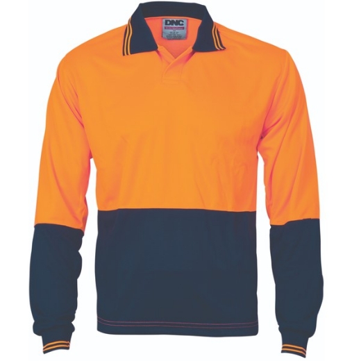 Picture of DNC Hi-Vis Food Industry Polo Shirt Long Sleeve 100% Polyester