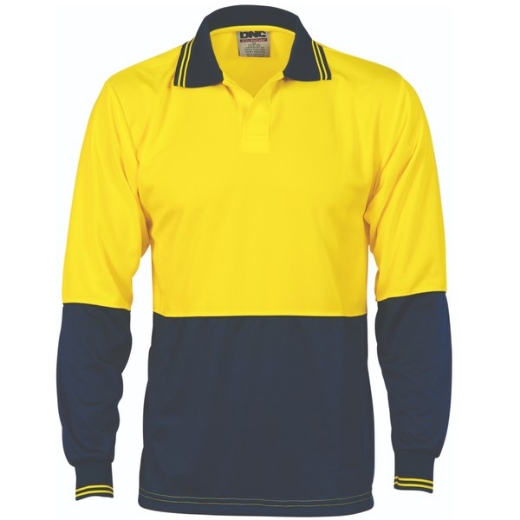Picture of DNC Hi-Vis Food Industry Polo Shirt Long Sleeve 100% Polyester