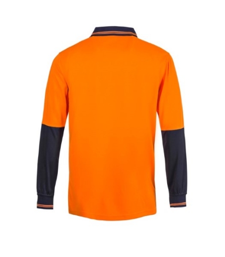 Picture of Workcraft Mens Hi Vis Long Sleeve Cotton Back Polo with Pocket