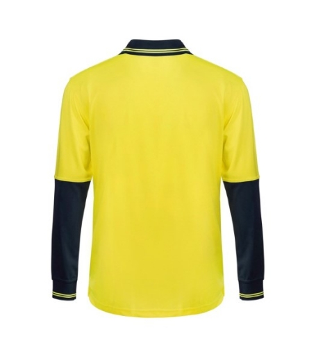 Picture of Workcraft Mens Hi Vis Long Sleeve Cotton Back Polo with Pocket