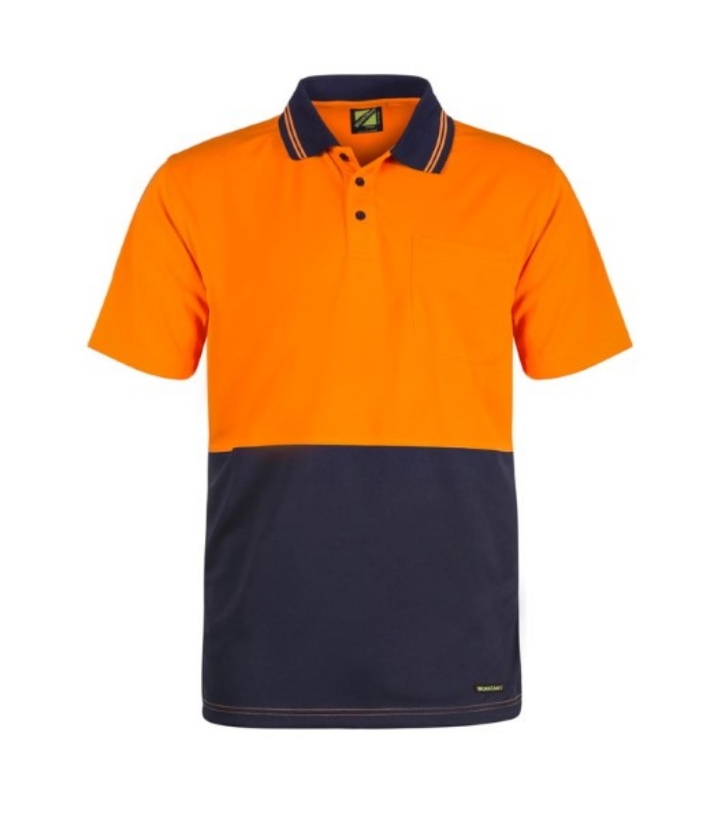 Picture of Workcraft Mens Hi Vis Short Sleeve Cotton Back Polo with Pocket