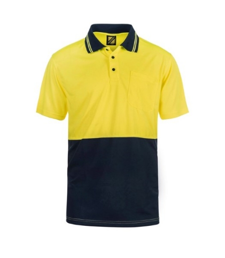 Picture of Workcraft Mens Hi Vis Short Sleeve Cotton Back Polo with Pocket
