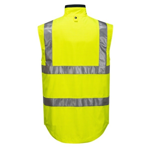 Picture of Prime Mover Anti Static Carbon Fibre Oxford/Poly Waterproof Reflective Hi Vis reversible Vest Yellow