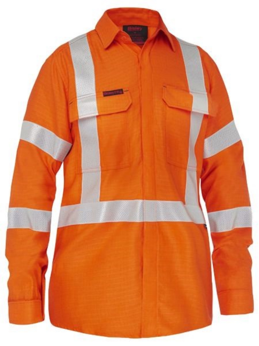 Picture of Bisley Ladies Apex 185 X Taped Biomotion Hi Vis FR Ripstop Vented Shirt
