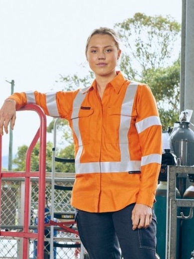 Picture of Bisley Ladies Apex 185 X Taped Biomotion Hi Vis FR Ripstop Vented Shirt