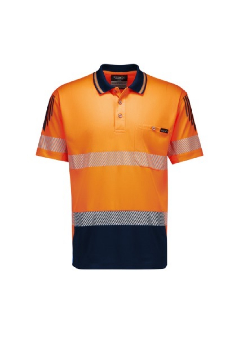 Picture of Syzmik Workwear Mens Hi Vis Flux Segmented Tape Short Sleeve Polo
