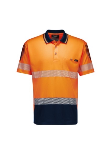 Picture of Syzmik Workwear Mens Hi Vis Flux Segmented Tape Short Sleeve Polo