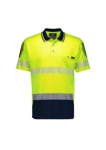 Picture of Syzmik Workwear Mens Hi Vis Flux Segmented Tape Short Sleeve Polo