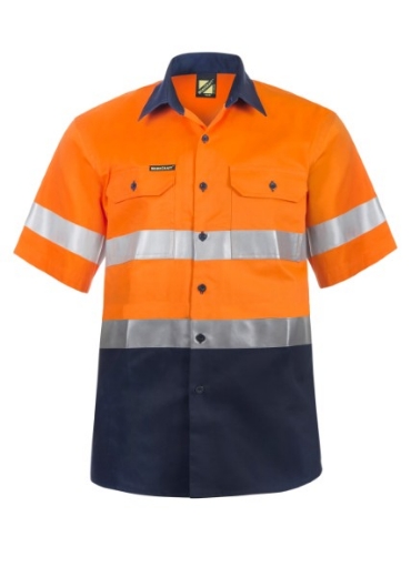 Picture of Work Craft Hi Vis Short Sleeve Cotton Drill Reflective Shirt