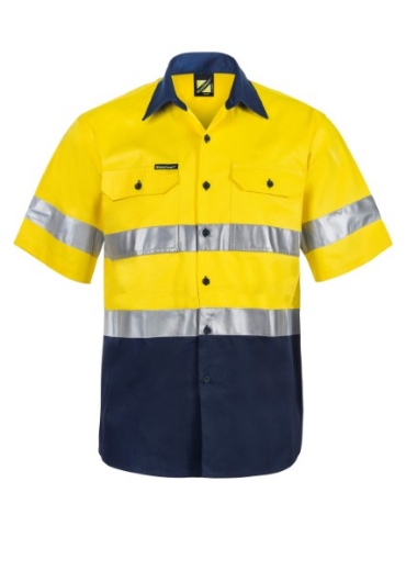 Picture of Work Craft Hi Vis Short Sleeve Cotton Drill Reflective Shirt