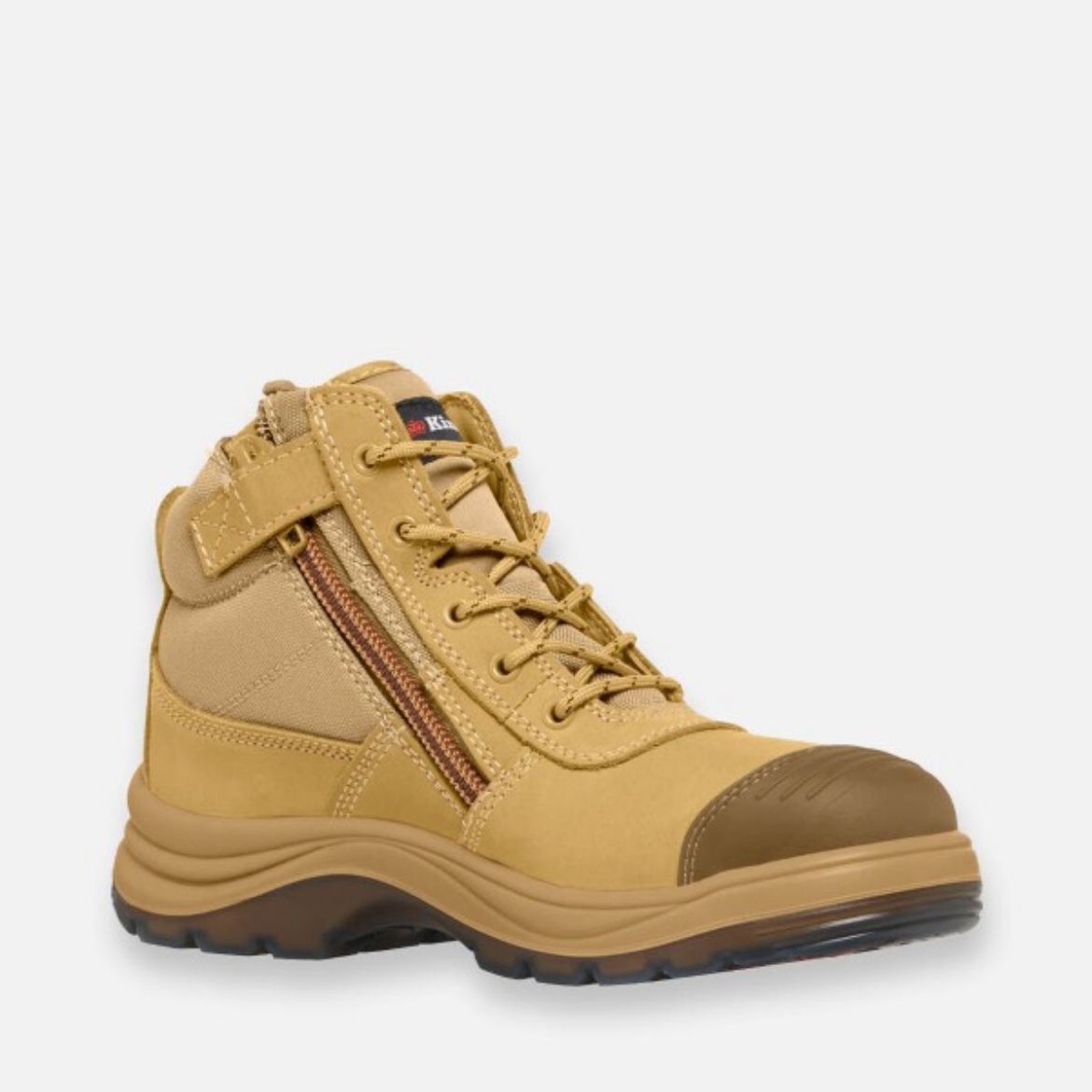 Picture of King Gee Tradie Lace Up Zip Side Boots Wheat