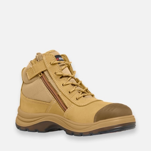 Picture of King Gee Tradie Lace Up Zip Side Boots Wheat