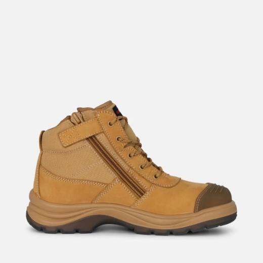 Picture of King Gee Tradie Lace Up Zip Side Boots Wheat