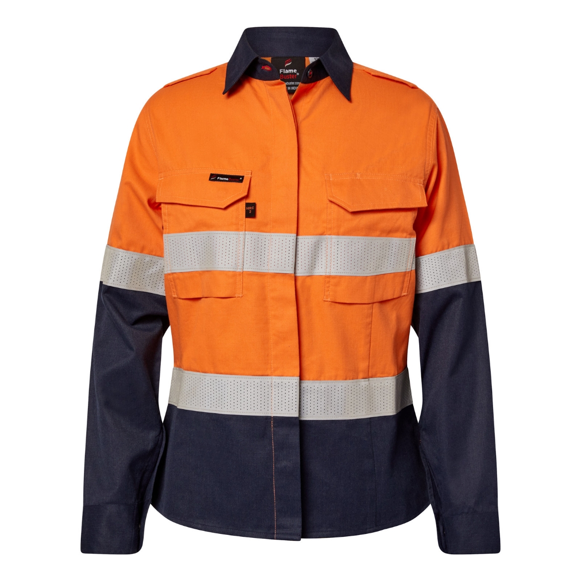 Picture of Flame Buster Ladies ARC Flash Shirt with Perforated Reflective Tape HRC 2 ATPV 8+ cal/cm2