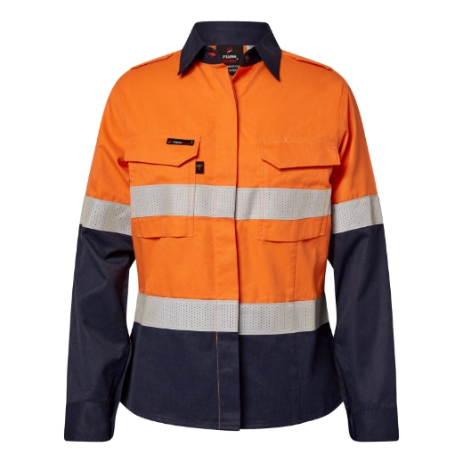 Picture of Flame Buster Ladies ARC Flash Shirt with Perforated Reflective Tape HRC 2 ATPV 8+ cal/cm2