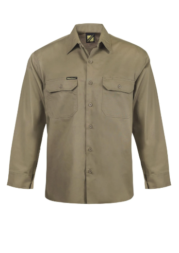 Picture of Workcraft Lightweight Cotton Drill Vented Work Shirt Long Sleeve