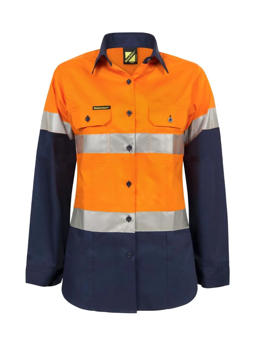 Picture of Work Craft Ladies Vented Shirt Long Sleeve with Reflective Tape