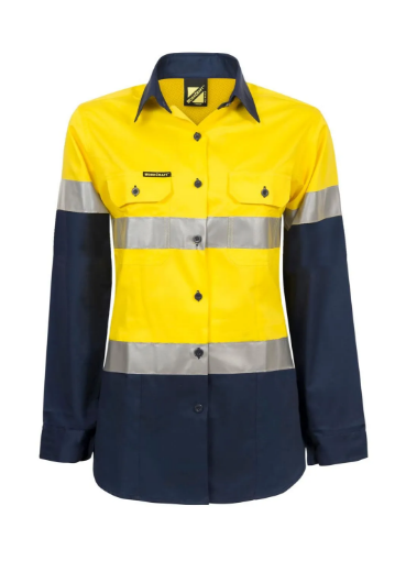 Picture of Work Craft Ladies Vented Shirt Long Sleeve with Reflective Tape