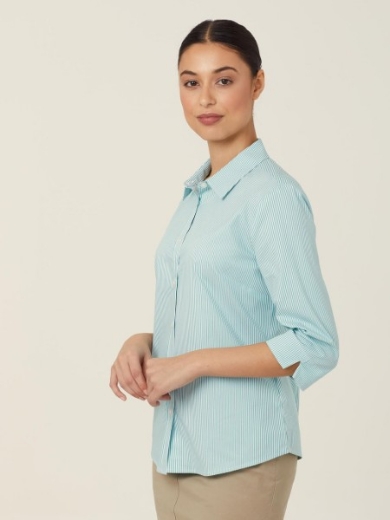 Picture of NNT Ladies Avignon Fine Block Stripe Stretch 3/4 Sleeve Shirt