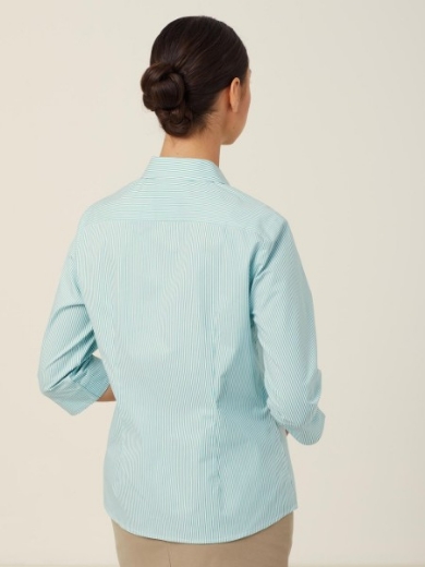 Picture of NNT Ladies Avignon Fine Block Stripe Stretch 3/4 Sleeve Shirt