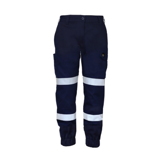 Picture of Work Craft Ladies Stretch Drill Cargo Pants with Reflective Tape and Elastic Cuffs