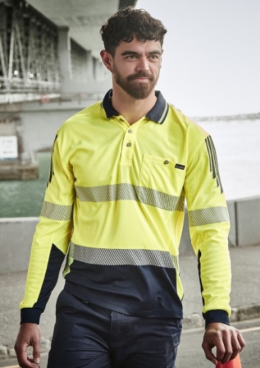 Picture of Syzmik Workwear Hi Vis Flux Segmented Tape Long Sleeve Polo