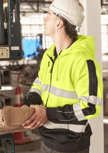 Picture of Syzmik Workwear Unisex Hi Vis Full Zip Stretch Taped Hoodie