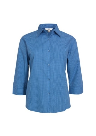 Picture of Biz Collection Ladies Micro Check Shirt 3/4 Sleeve 50% Cotton 50% Polyester