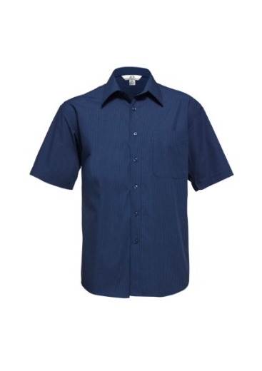 Picture of Biz Collection Mens Micro Check Shirt Short Sleeve 50% Cotton 50% Polyester