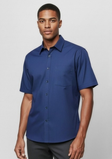 Picture of Biz Collection Mens Micro Check Shirt Short Sleeve 50% Cotton 50% Polyester
