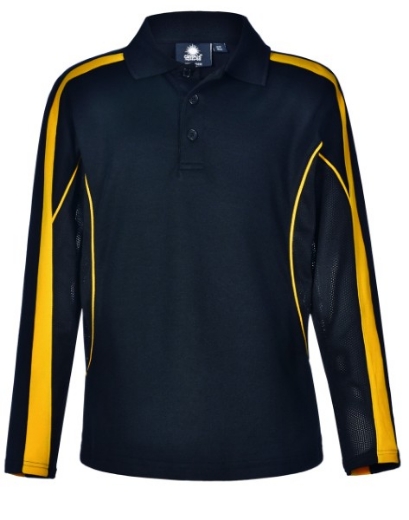 Picture of Winning Spirit Kids Celebrity Polo Shirt Long Sleeve 60% Cotton 40% CoolDry Polyester with breathable mesh panels