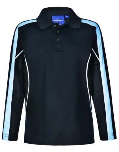 Picture of Winning Spirit Kids Celebrity Polo Shirt Long Sleeve 60% Cotton 40% CoolDry Polyester with breathable mesh panels