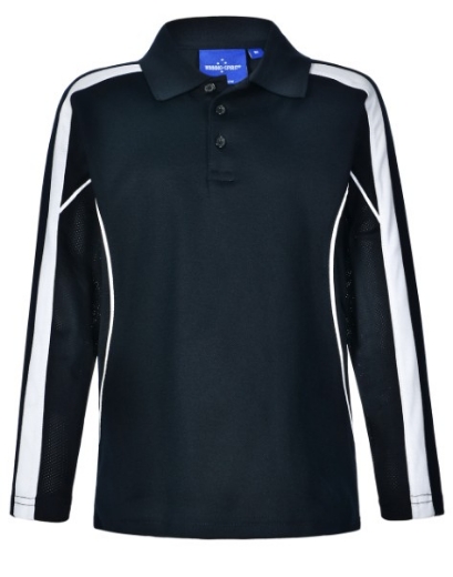Picture of Winning Spirit Kids Celebrity Polo Shirt Long Sleeve 60% Cotton 40% CoolDry Polyester with breathable mesh panels